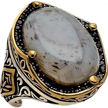 Gevherans Akik ve Zirkon Taşlı Gümüş Yüzük 240053173G21Y