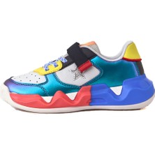 Elit Shoes Siyah Kız Trend Renkli Tabanlı Cırt Cırtlı Çocuk Sneaker