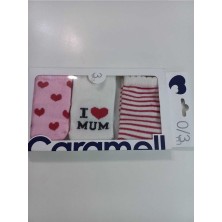 Caramell I Love Mum 3'lü Çorap