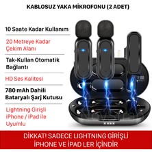 NovStrap Kablosuz Yaka Mikrofonu 2'li Lightning Girişli iPhone ile Uyumlu Bataryalı Şarj Kutusu