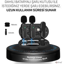 NovStrap Kablosuz Yaka Mikrofonu 2'li Lightning Girişli iPhone ile Uyumlu Bataryalı Şarj Kutusu