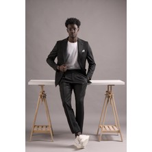 Carutte Slimfit Sivri Yaka Torba Cep Düz Kumaş Pileli Pantolon Takım Elbise