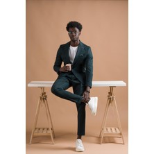 Carutte Slimfit Sivri Yaka Torba Cep Düz Kumaş Pileli Pantolon Takım Elbise