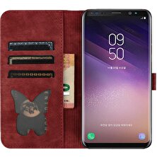 Mays Shop Samsung Galaxy S9 Artı Flip Folio Cüzdan Kılıf Kabartmalı Kedi (Yurt Dışından)