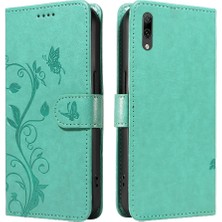 Mays Shop Huawei Huawei 2019 Için Flip Case Yüksek Kaliteli Deri Kabartmalı Kelebek ve (Yurt Dışından)