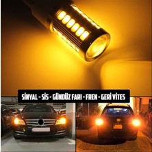 Reycar 2 Adet T20 LED Ampul Mercekli 33 Ledli Çift Duy Turuncu