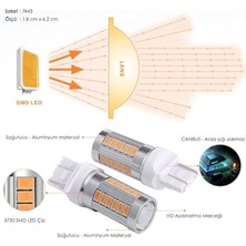 Reycar 2 Adet T20 LED Ampul Mercekli 33 Ledli Çift Duy Turuncu