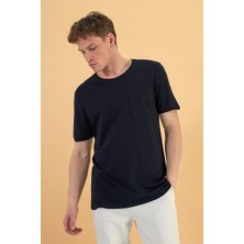 Vena Erkek Simon Siyah Bisiklet Yaka Cep Detaylı Basic Tişört