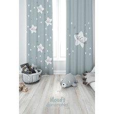 Moud's Tatlı Yıldız Desenli Baskılı Çocuk ve Bebek Odası Fon Perdesi 2 Kanat - Prd-13