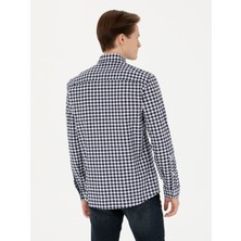 Cacharel Erkek Lacivert Slim Fit Uzun Kollu Kareli Gömlek 50276942-VR033