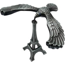 Dünyadan Hediyeler Vintage Metal Dengeli Kartal ve Eyfel Kulesi Gümüş 12X10 cm