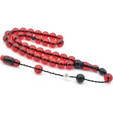 Murty99 Şükrü Baba Imzalı Küre Kesim Kırmızı Sıkma Kehribar Tesbih