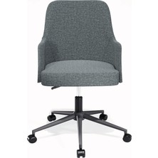 Hause Box Hausebox Louis Silinebilir Keten Kumaş - Ofis Çalışma Koltuğu & Sandalyesi (Gri - Siyah Metal Ayak)