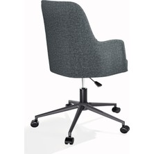 Hause Box Hausebox Louis Silinebilir Keten Kumaş - Ofis Çalışma Koltuğu & Sandalyesi (Gri - Siyah Metal Ayak)