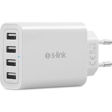 Tekno Trust Beyaz S-Lınk Swapp Sw-C8 5 Volt - 5.6 Amper 4*usb Smart Port 2.4A Ev Şarj Adaptör