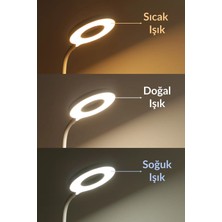 Ozsport Şarjlı Masa Lambası Dokunmatik 3 Renk 24LED Telefon Standlı Kademeli Çalışma Okuma Işığı Q3