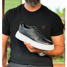 Itallano 5487 Deri Mat Siyah Erkek Sneaker Ayakkabı