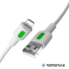 Remorax Coral iPhone Uyumlu USB Type A-Lightning 150 Cm 2.0A Yeşil-Beyaz