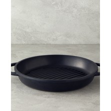 English Home Perfecto Alüminyum Döküm Yuvarlak Grill Tava 28 cm Siyah