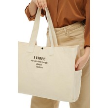Çınar Bez Çanta Kanvas I Hope Baskılı Büyük Boy Çanta