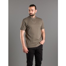 Zeki Özer Erkek Haki Yarım Boğazlı Soft T-Shirt