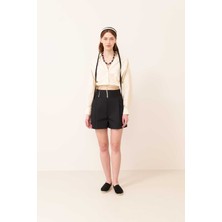 ROMAN Beli Lastikli Pileli Şort Siyah Y2412613_001