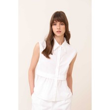 ROMAN Kolsuz Şerit Detaylı Poplin Gömlek Beyaz Y2413554_002