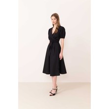 ROMAN Balon Kol Poplin Elbise Siyah Y2411030_001