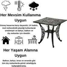 CERİTTİ Ferforje Görünümlü Kare Bahçe Masası, Bahçe, Balkon ve Dış Mekanda Kullanılabilir, 2 Yıl Garantili, Plastik Tek Kare Siyah Masa