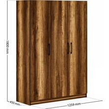 Ceramical GRE3 3 Kapaklı Dolap Gardrop - Ceviz