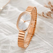 Markasepeti Oval Tasarım Rose Gold Kaplama Minimalist Kadın Kol Saati