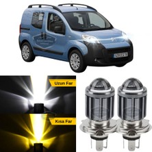 ŞüsCarOto Aksesuar Citroen Nemo 2008-2022 Uyumlu Mercekli Far Ampulü LED Xenon Çift Renk Sarı-Beyaz Far Şimşek Etkili Csp LED Lamba Uzun Kısa 2 Adet Takım