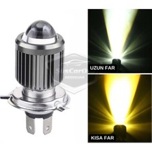 ŞüsCarOto Aksesuar Citroen Nemo 2008-2022 Uyumlu Mercekli Far Ampulü LED Xenon Çift Renk Sarı-Beyaz Far Şimşek Etkili Csp LED Lamba Uzun Kısa 2 Adet Takım