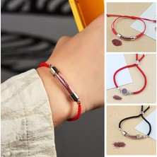 Mingjin Shop 1 No.22 Boyutu Yeni Cam Tüp Urn Bilezik El Yapımı Örgülü Kırmızı Siyah Kordon Hatıra Bilezik Anıt Kül Kremasyon Takı Hediyeler (Yurt Dışından)