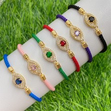 Mingjin Shop 1 STIL13 2022 Yeni Tasarım El Yapımı Nazar Altın Kaplama Boncuk Zincir Bileklik Ayarlanabilir Bağlantı Türk Gözü Halat Şanslı Kırmızı Bilezik Kadınlar Için (Yurt Dışından)