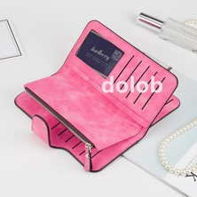 Dolob Yeni Cüzdan Kadın Uzun Çoklu Kart Yuvası Tokalı Cüzdan Üç Katlı Fermuarlı Cüzdan (Yurt Dışından)