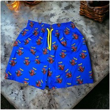 Sedir Çocuk Deniz Şortu Spiderman Örümcek Adam Baskılı Bel Bağlamalı Mayo Şort