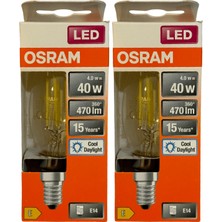Osram 4W (40W) 6500K (Beyaz Işık) E14 Duylu Eski Tip Görünümlü LED Ampul (2 Adet)