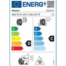 Matador 285/70 R19.5 146/144M Tl D Hr 4 Eu Lrh 16Pr Kamyon 4 Mevsim Lastiği ( Üretim Yılı: 2023 )
