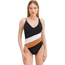 Zeki Gold Aksesuar Detaylı Siyah Mayo