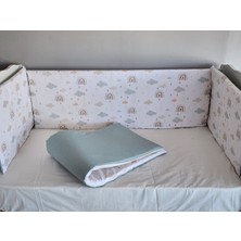 Babynest Dünyası 60X120 Beşik 4 Kenar Koruma Takımı Çift Yönlü ve Süngerli Fermuarlı Astarlı Gök Yeşil