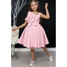 Riccotarz Kız Çocuk Göğsü Çiçek Detaylı Kalın Askılı Pudra Abiye