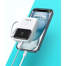 Bwoo 10.000 Mah Kompakt Type-C ve Lightning (Iphone) Çıkışlı LED Ekranlı Hızlı Şarj Destekli 3 Çıkışlı Powerbank