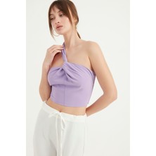 Yoncaekspres Tek Omuz Askılı Kısa Bluz