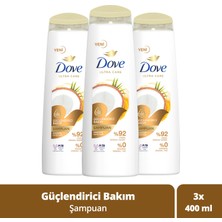 Dove Ultra Care Saç Bakım Şampuanı Güçlendirici Bakım Hindistan Cevizi Yağı 400 ml x3