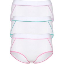 Bsm Kadın Beyaz Yüksel Bel Spor 3'lü Kom Külot 48153