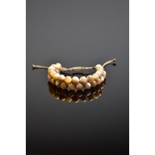 Safnaturel Sedef Doğal Taş Çift Sıra Makrome Bileklik 8 mm