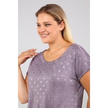 Sea Moda Nokta Baskılı Arkası Uzun Tunik-Açık Mor