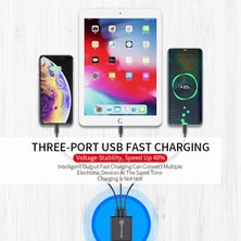 Papajack USB Duvar Şarj Cihazı Hızlı Şarj 3.0 Güç Adaptörü Qc 3.0 Üç Portlu USB Şarj Cihazı iphone 12 11 Pro Max Cep Telefonu USB Adaptörü (Yurt Dışından)