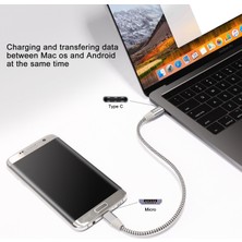 Papajack Fasgear USB C Mikro USB Kablosu Naylon Örgülü Şarj Cihazı 3A USB Kablosu Cep Telefonu Samsung Xiaomi Redmi Huawei Şarj Kablosu (Yurt Dışından)